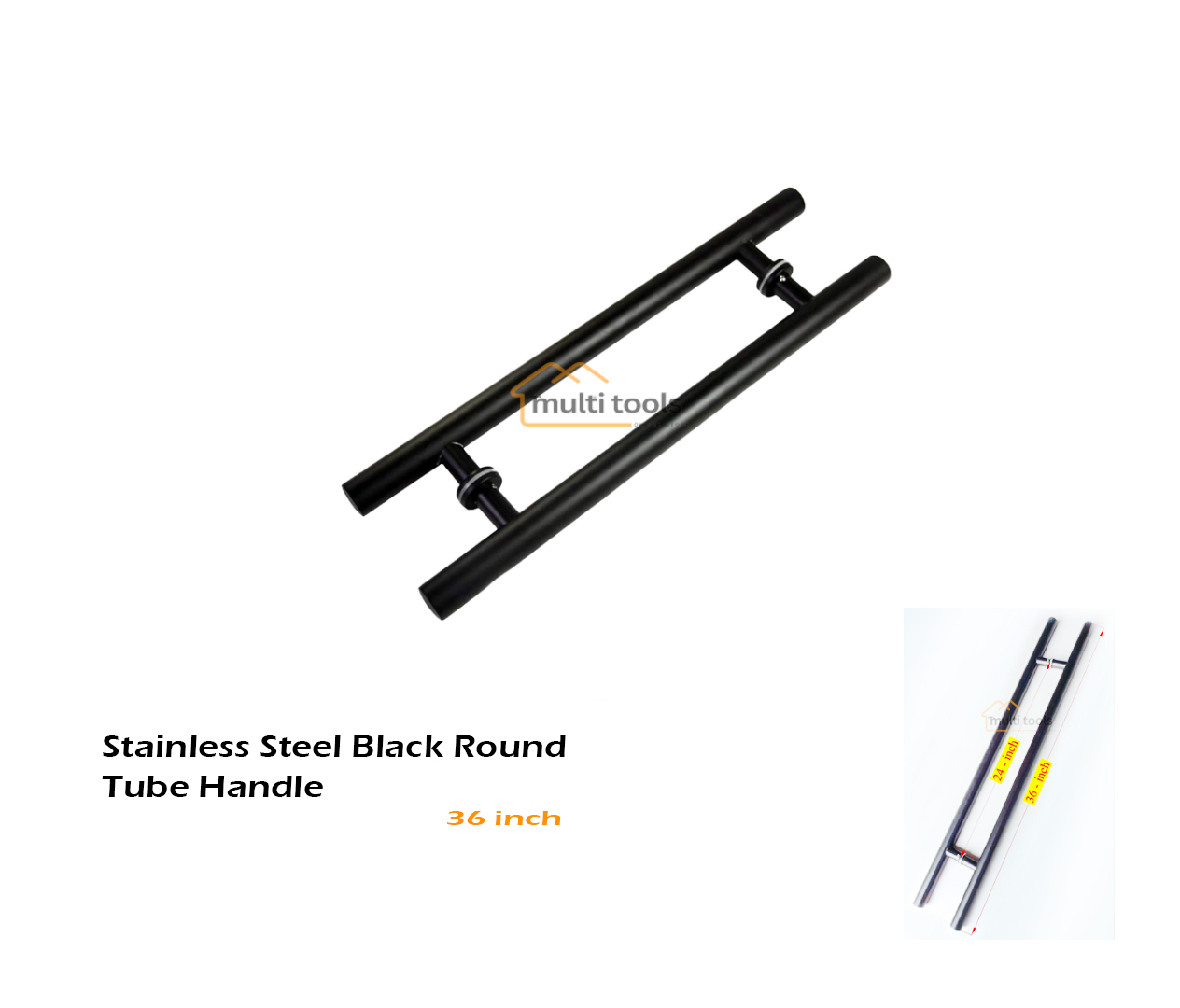 36 Inch Stainless Steel Black Round Tube Handle